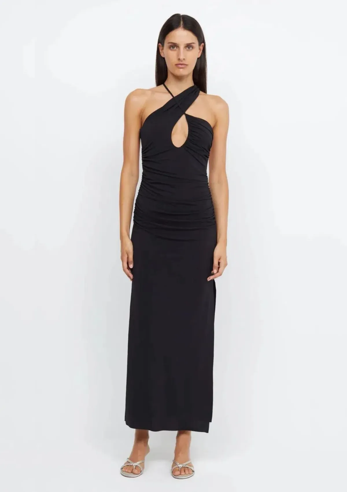Bec & Bridge Montana Cross Over Midi Dress Black Size 8 for rent on The Volte - main image