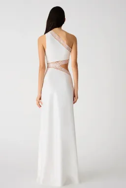 MISHA Jillian Satin & Lace Gown Ivory Size 8/S for rent on The Volte - image 3
