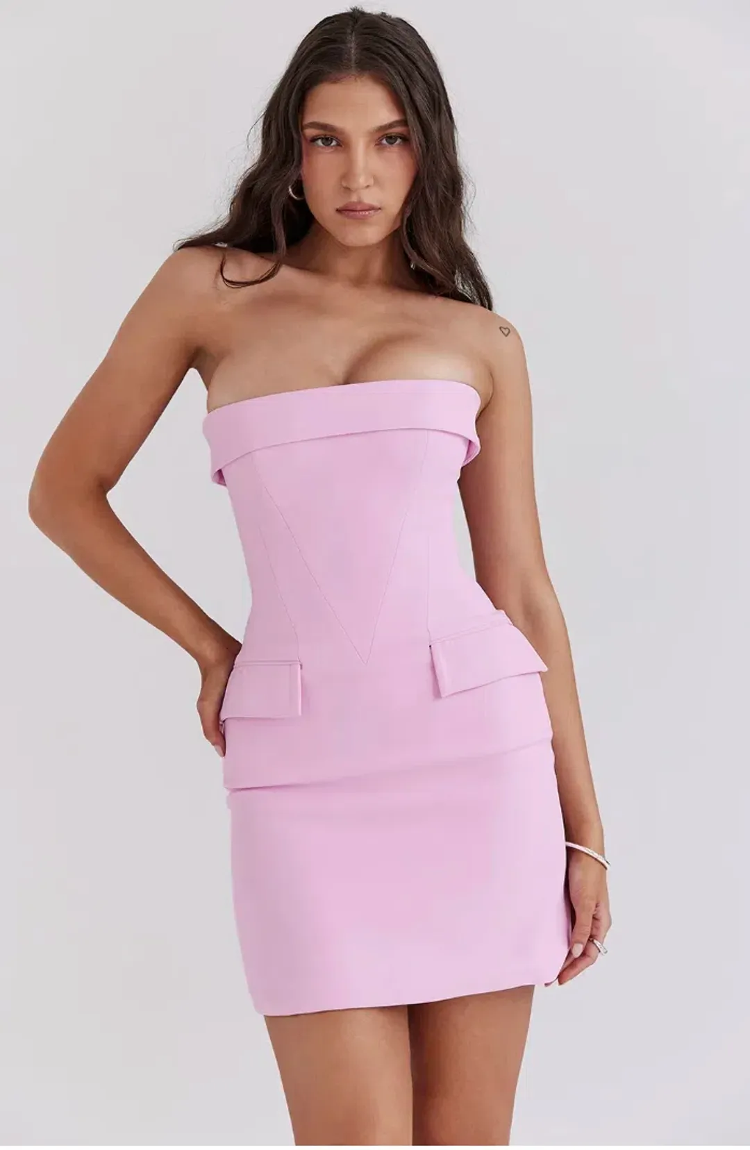 House of CB Naia Strapless Mini Dress Cotton Candy Pink Size 6 for rent on The Volte - main image