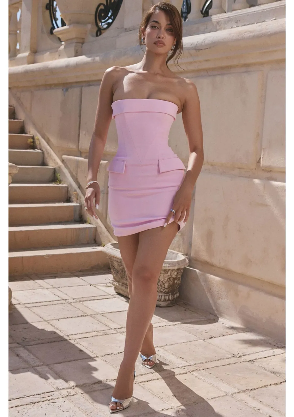 House of CB Naia Strapless Mini Dress Cotton Candy Pink Size 6 for rent on The Volte - main image