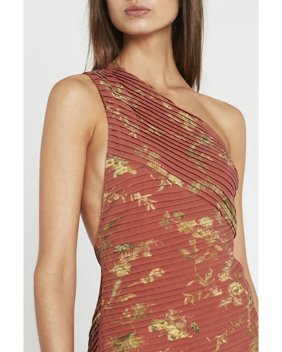 Sir The Label Florentine One Shoulder Pleated Mini Dress Maroon Size AU 6 - Image 2