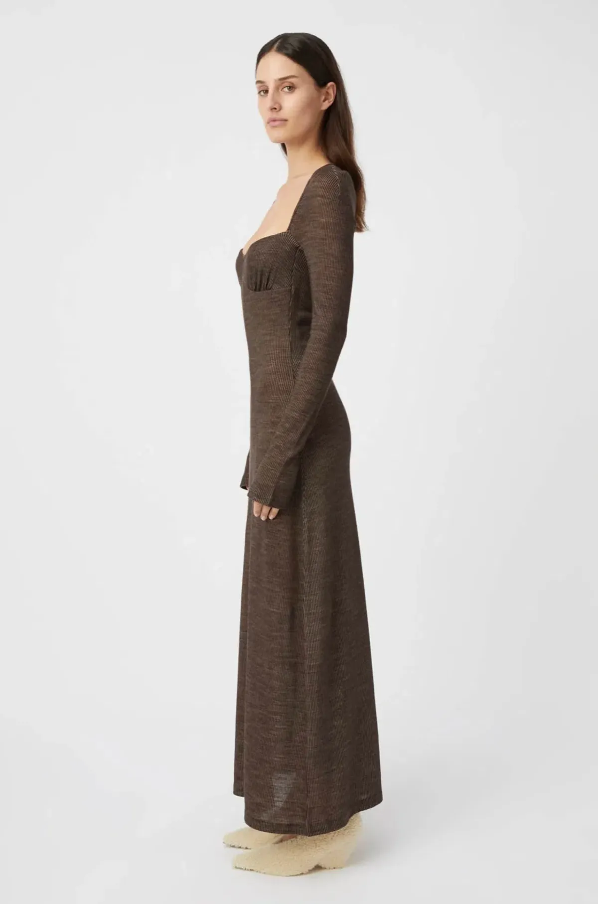 Camilla and Marc Valle Wool Maxi Dress Chocolate Brown Size 10 - Image 4