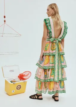Alemais Porcelain Frill Midi Dress Print Size 8 for rent on The Volte - image 2