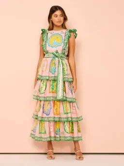 Alemais Porcelain Frill Midi Dress Print Size 8 for rent on The Volte - image 4