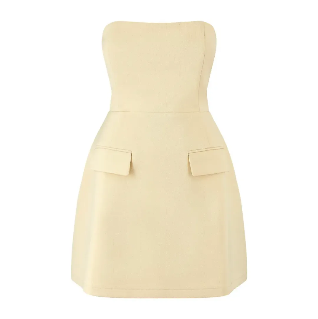 Odd Muse The Ultimate Muse Strapless Mini Dress in Lemon Size 8 for rent on The Volte - main image