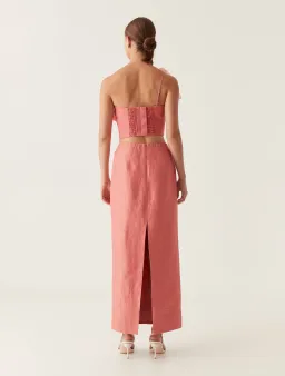 Aje Flame Crop Top and Mary Column Maxi Skirt Set Guava Pink Size 10 for rent on The Volte - image 3