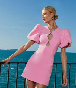 Rebecca Vallance Karina Puff Sleeve Mini Dress Pink Size 8 for rent on The Volte - image 1