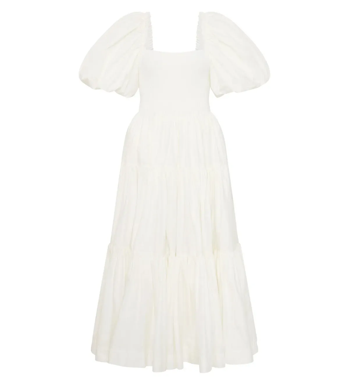 Aje Casa Puff Sleeve Midi Dress White Size 10 - Image 4
