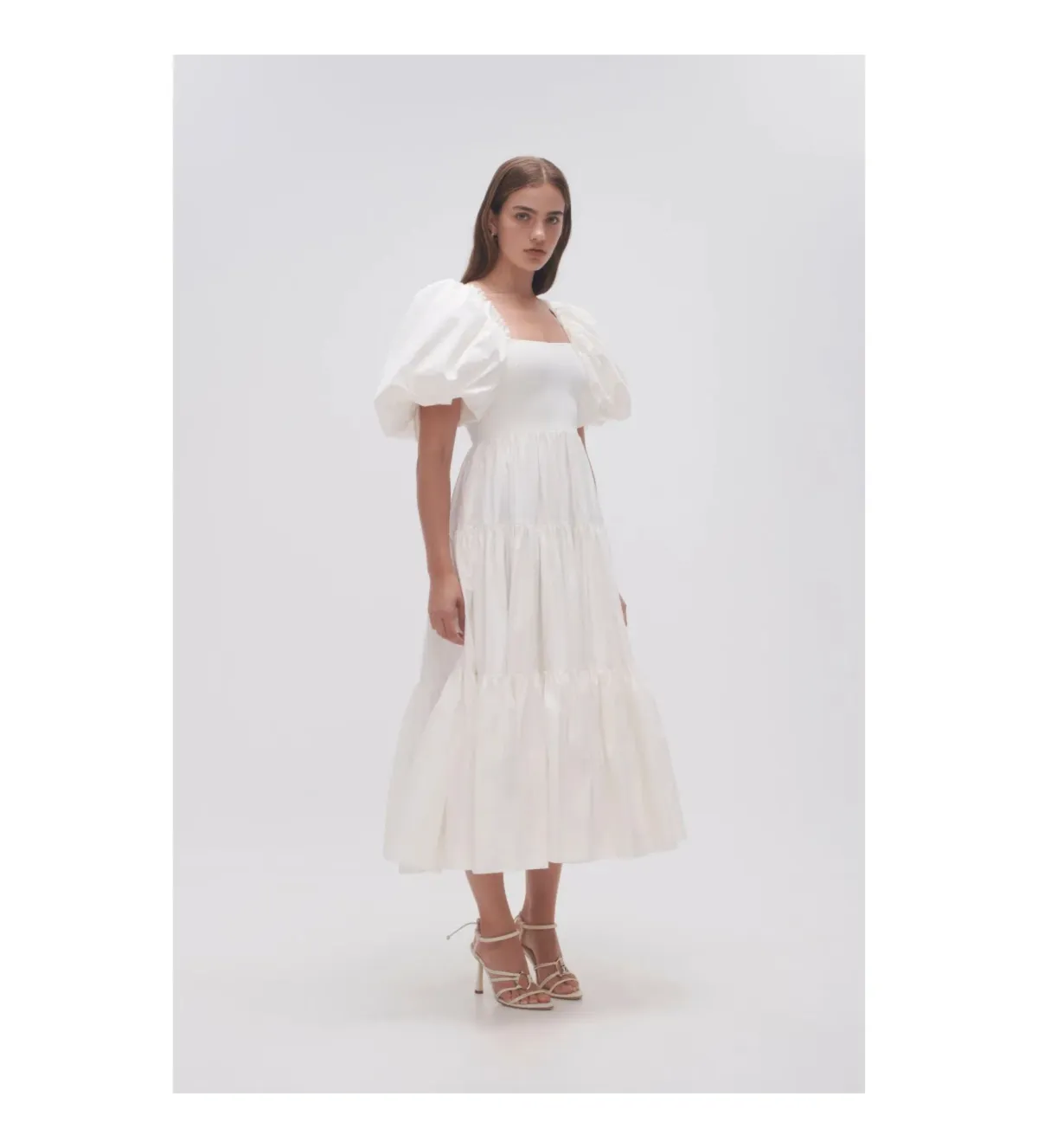 Aje Casa Puff Sleeve Midi Dress White Size 10 - Image 2