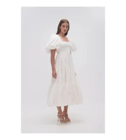 Aje Casa Puff Sleeve Midi Dress White Size 10 for rent on The Volte - image 2