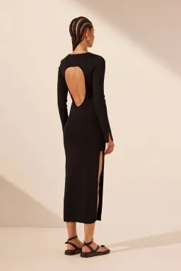Shona Joy Basic Long Sleeve Open Back Midi Dress Black Size M / AU 10 for rent on The Volte - image 2