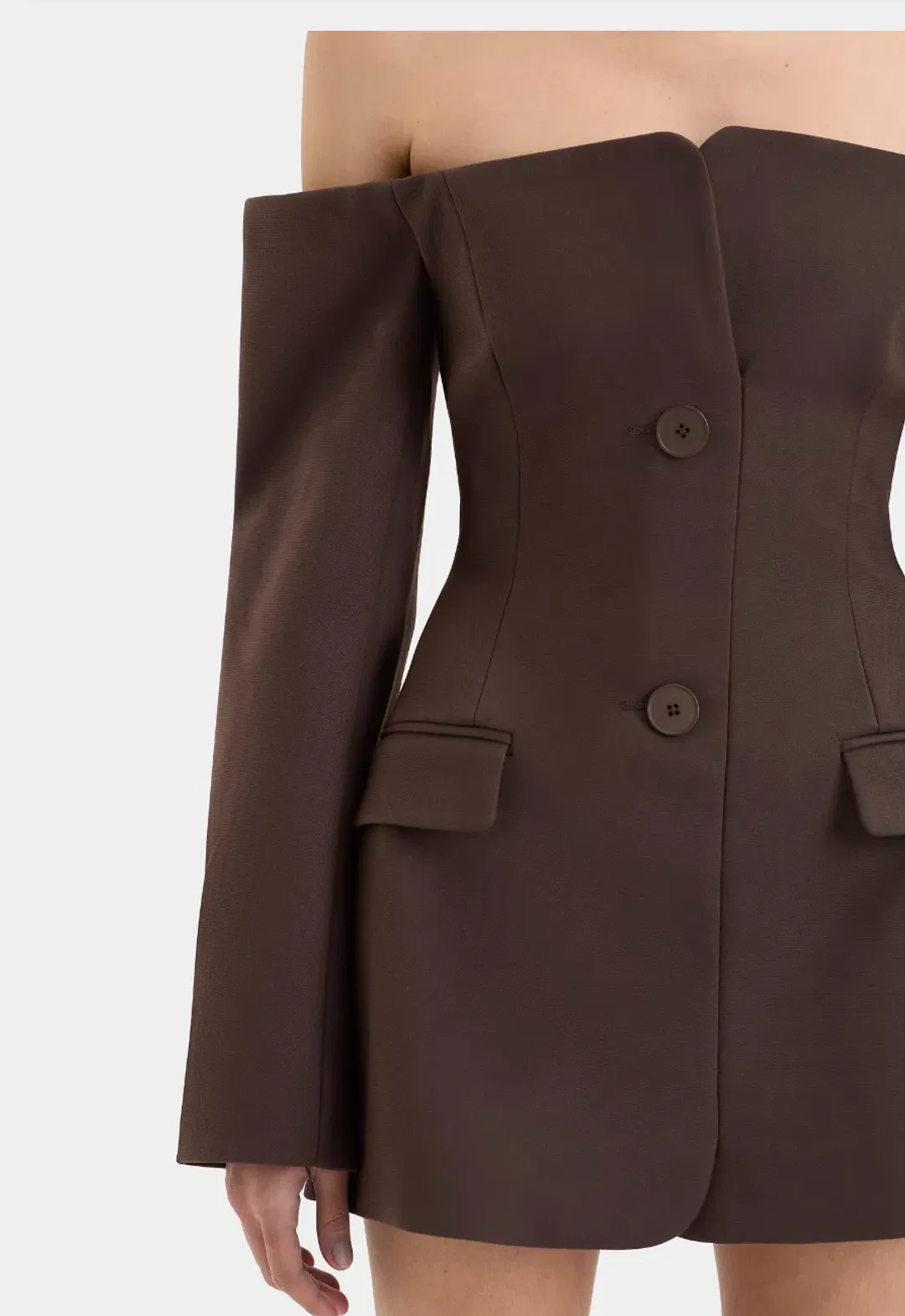 Sir the Label Sandrine Tailored Mini Dress in Chocolate Brown Size 1 / AU 8 for rent on The Volte - main image