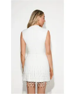 Odd Muse The Ultimate Muse Pearl Drop Sleeveless Mini Dress White Size L (AU 12) for rent on The Volte - image 3