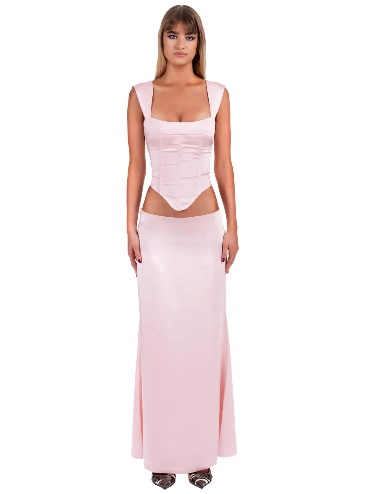I Am Delilah Valerie Corset and Maxi Skirt Set in Petal Pink Size XS / AU 6 - Image 1