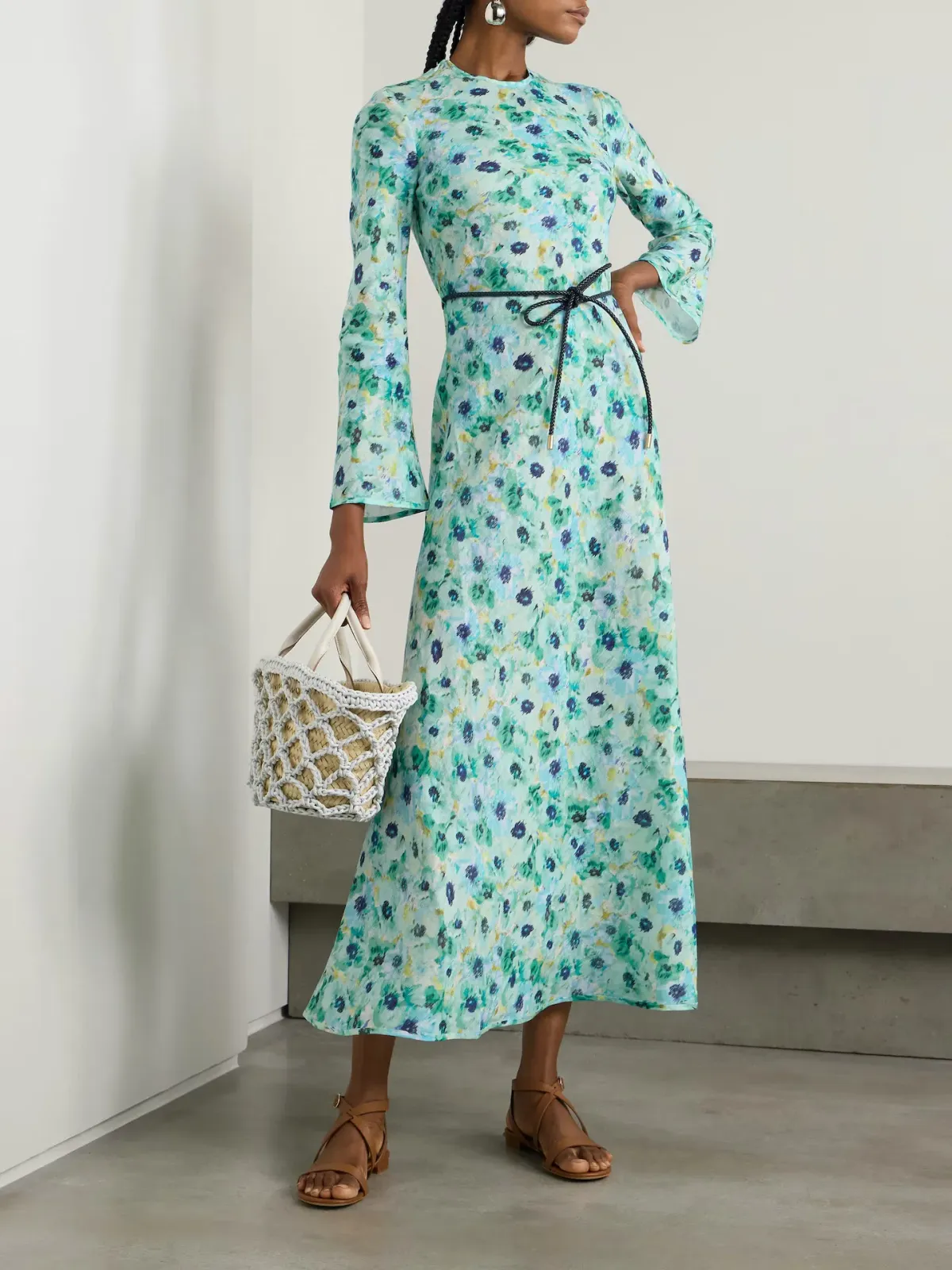 Zimmermann Lightburst Bias Long Dress in Aqua Floral Size 2 / AU 12 - Image 1