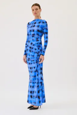 Suboo Shibori Long Sleeve Ruched Maxi Dress Blue Size M (AU 10) for rent on The Volte - image 1