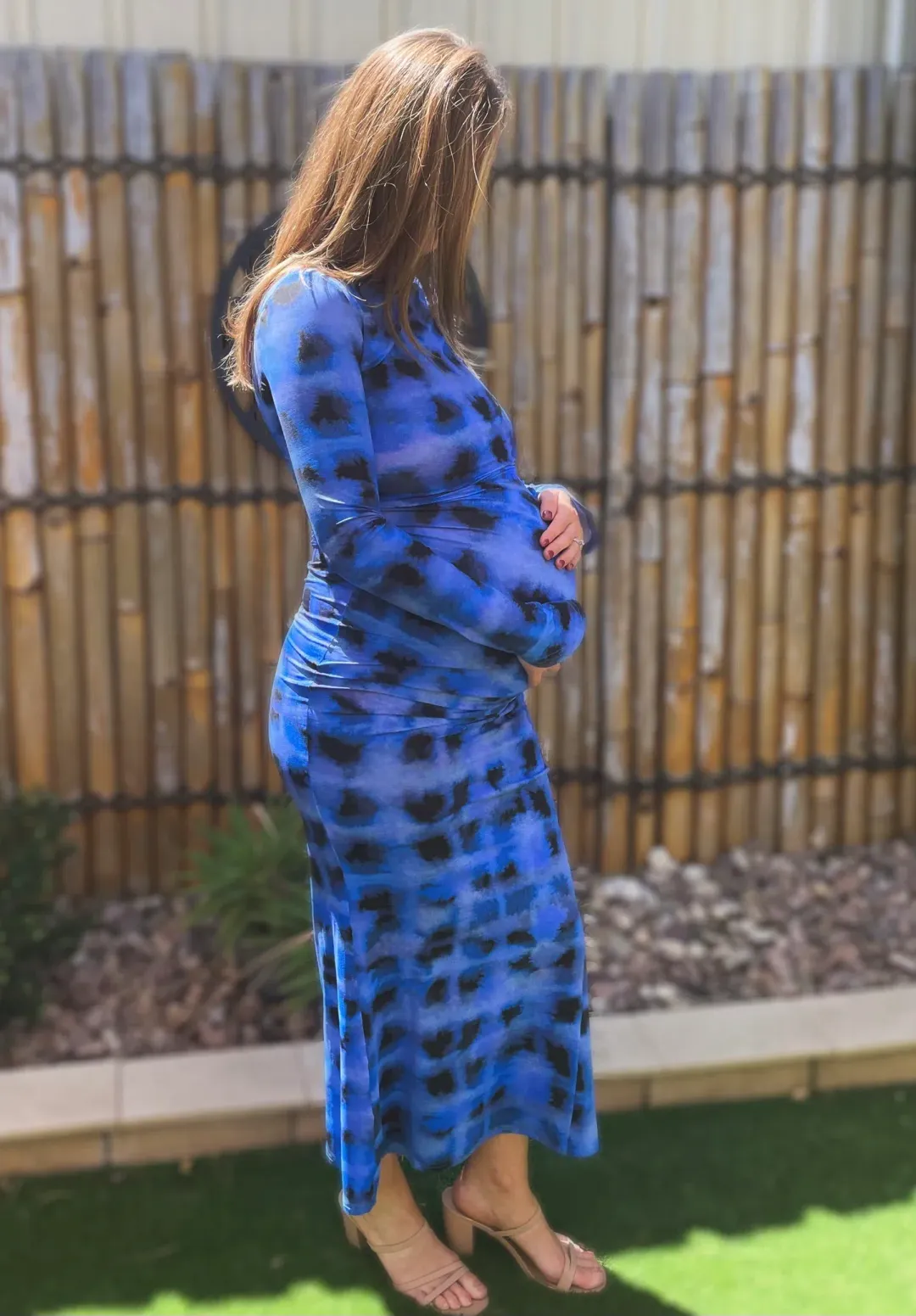 Suboo Shibori Long Sleeve Ruched Maxi Dress Blue Size M (AU 10) for rent on The Volte - main image