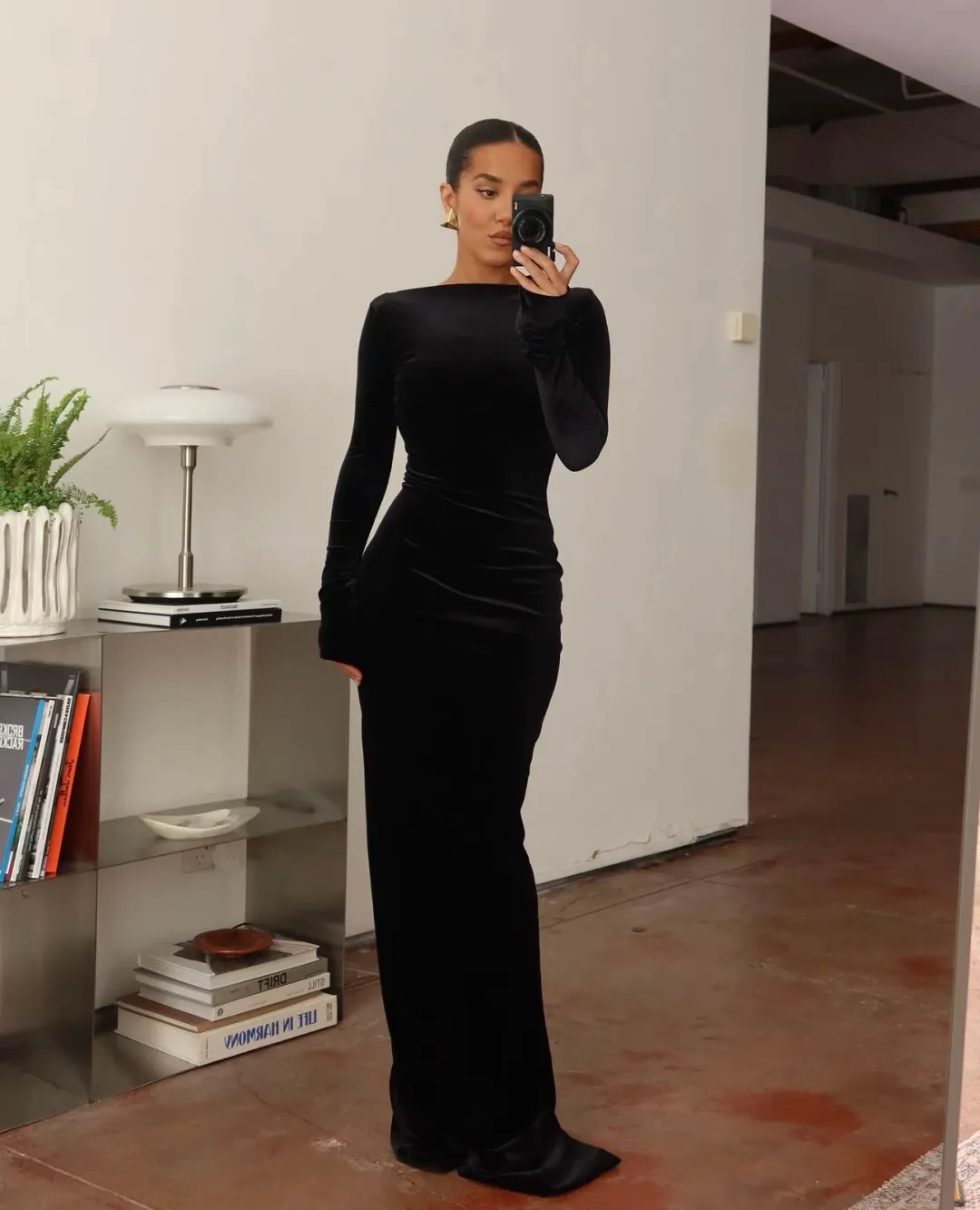 Effie Kats Yasmin Maxi Dress Black Velvet Size XS / AU 6 for rent on The Volte - main image