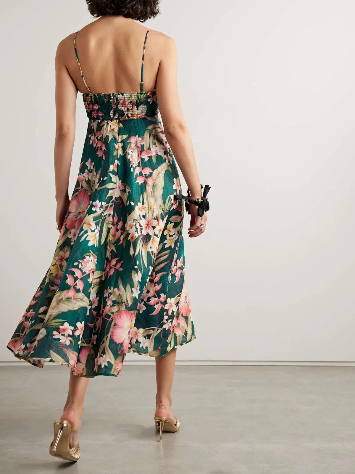 Zimmermann Lexi Strapless Linen Midi Dress Floral Print Size 2 / AU 12 - Image 3