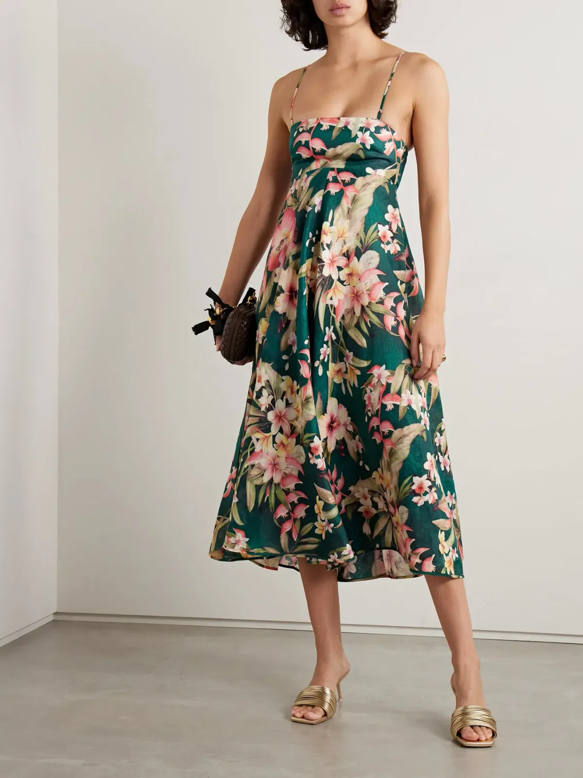 Zimmermann Lexi Strapless Linen Midi Dress Floral Print Size 2 / AU 12 for rent on The Volte - main image