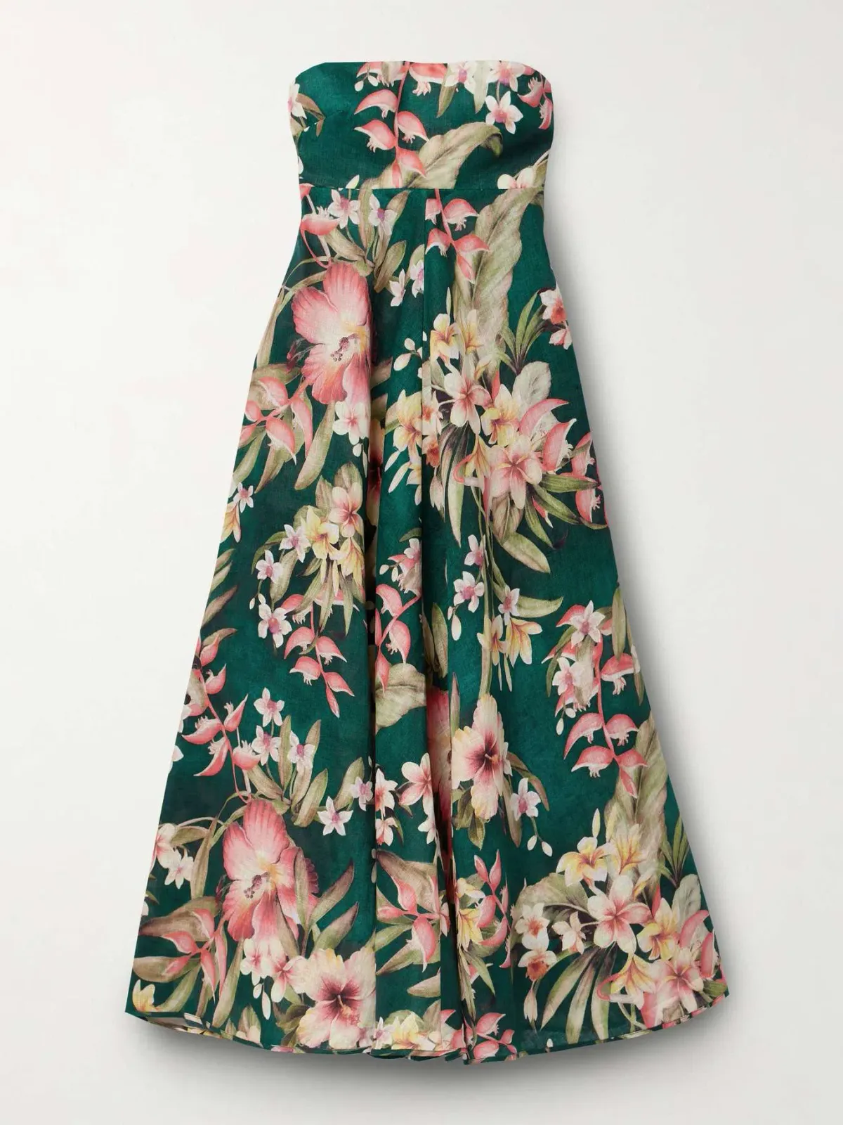 Zimmermann Lexi Strapless Linen Midi Dress Floral Print Size 2 / AU 12 - Image 6