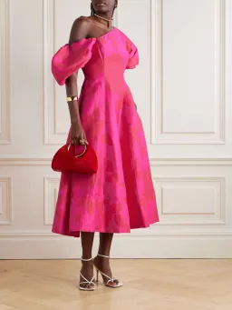 Aje Arista Tulip Sleeve Midi Dress Florescent Rose Pink Size AU 6 for rent on The Volte - image 1