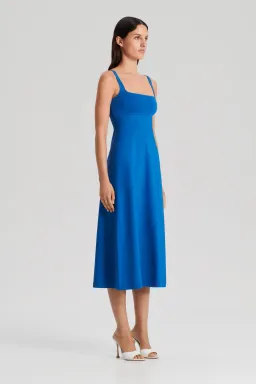 Scanlan Theodore Crepe Knit Square Neck Dress Prussian Blue Size M / AU 10 for rent on The Volte - image 1