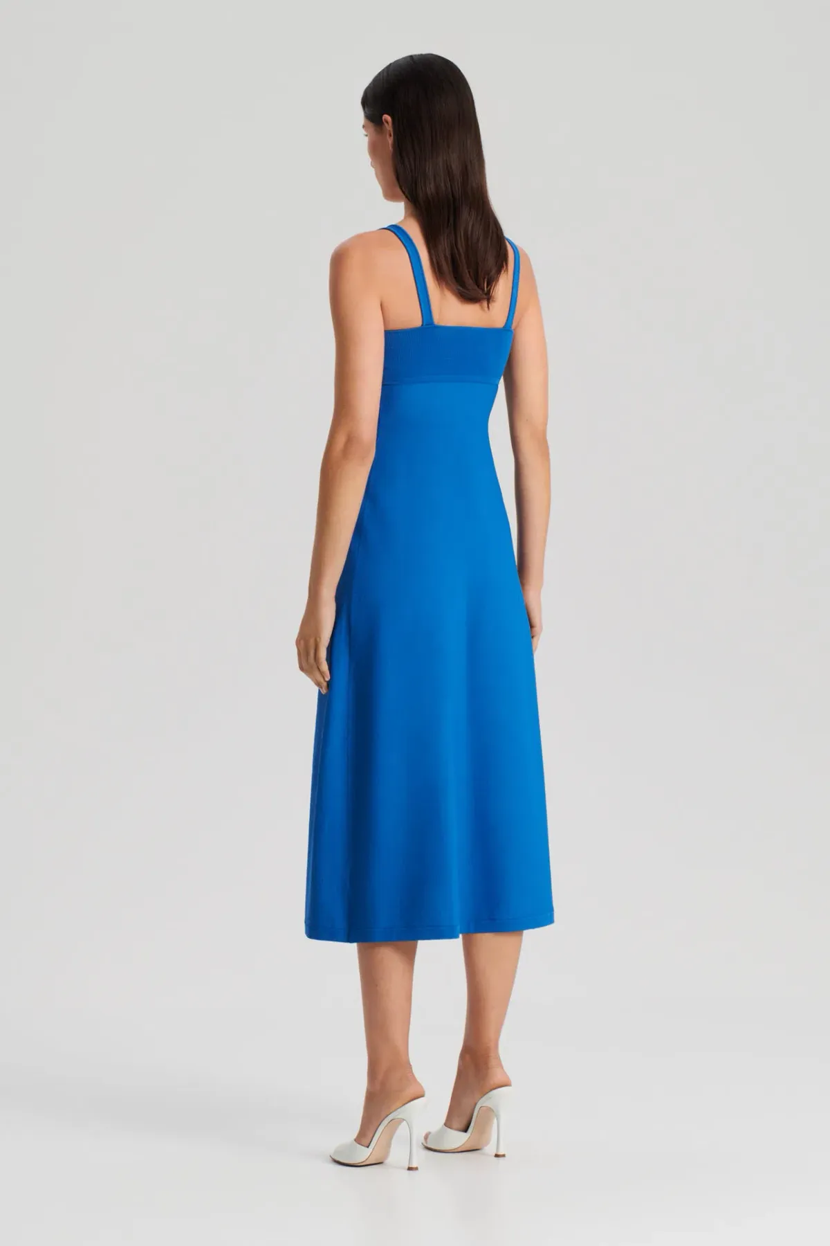 Scanlan Theodore Crepe Knit Square Neck Dress Prussian Blue Size M / AU 10 - Image 2