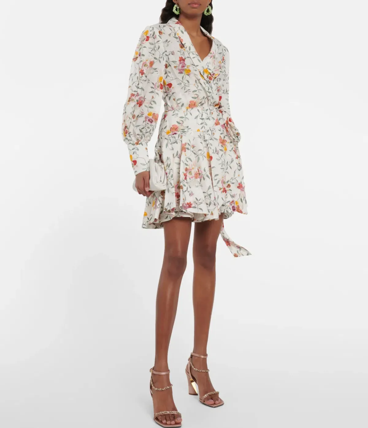 Zimmerman Pleated Linen Mini Wrap Dress Floral Print Size 1 / AU 10 - Image 1