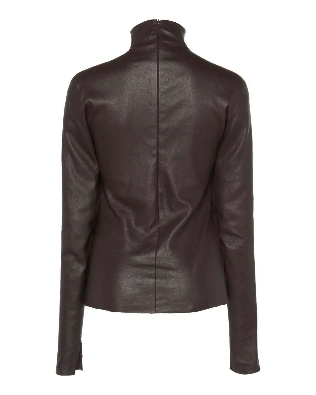 Bottega Veneta Leather Turtle Neck Top Brown Size AU 6 - Image 4