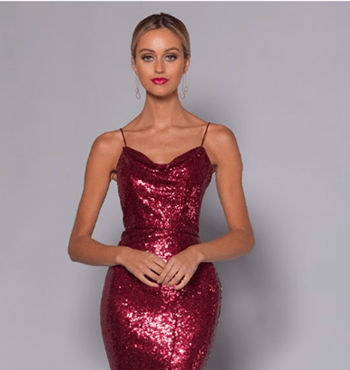 Bariano Sequin Burgundy Gown Size 10 - Image 1