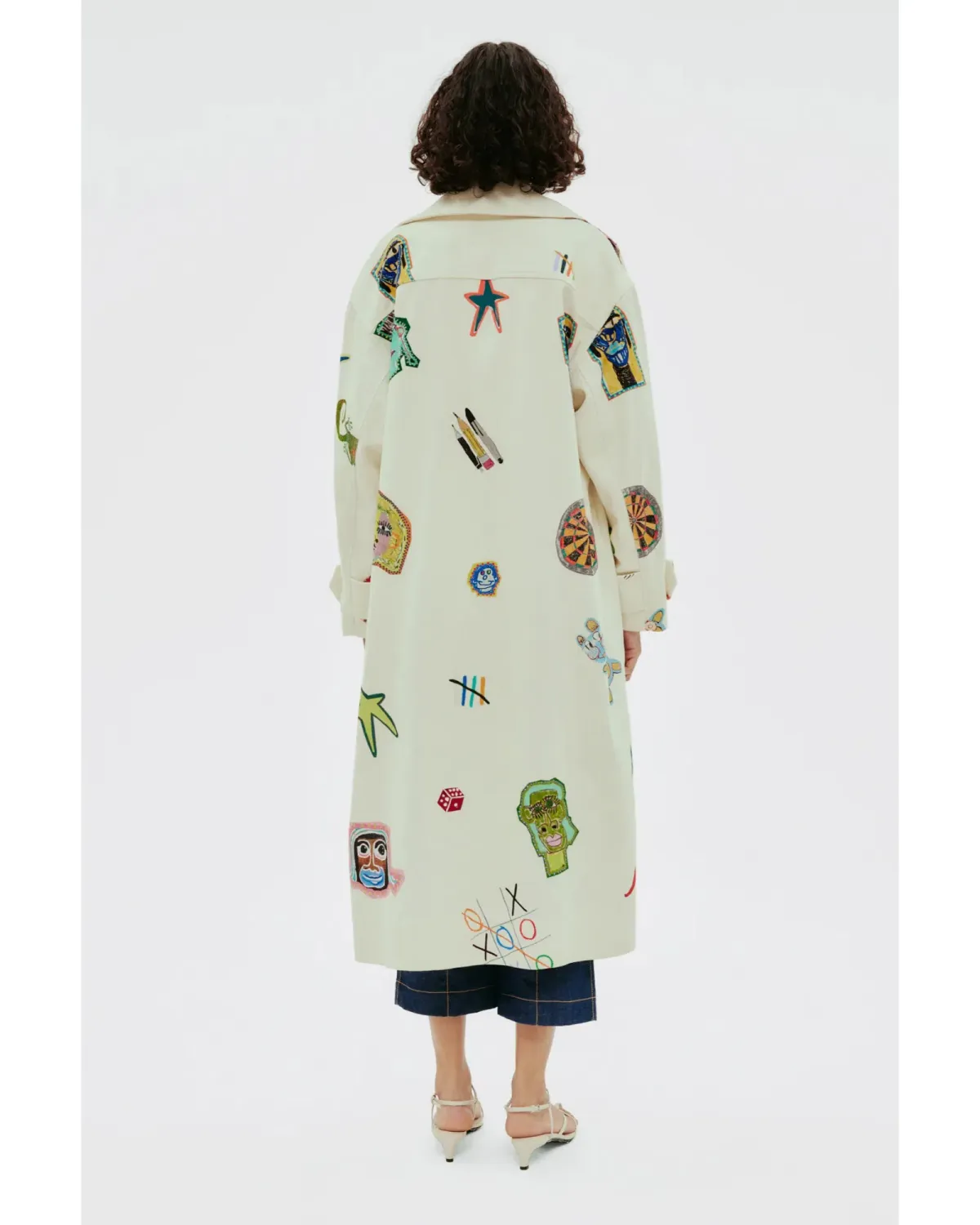 Alemais Checkers Coat Cream Print Size AU 14 - Image 5