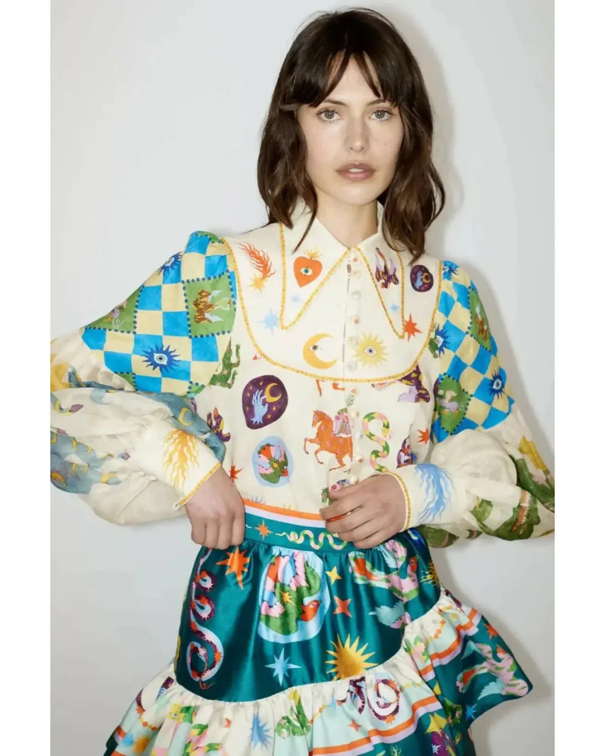 Alemais Lou Ballon Shirt and Guardian Tiered Ruffle Skirt Multi Size 14 - Image 2