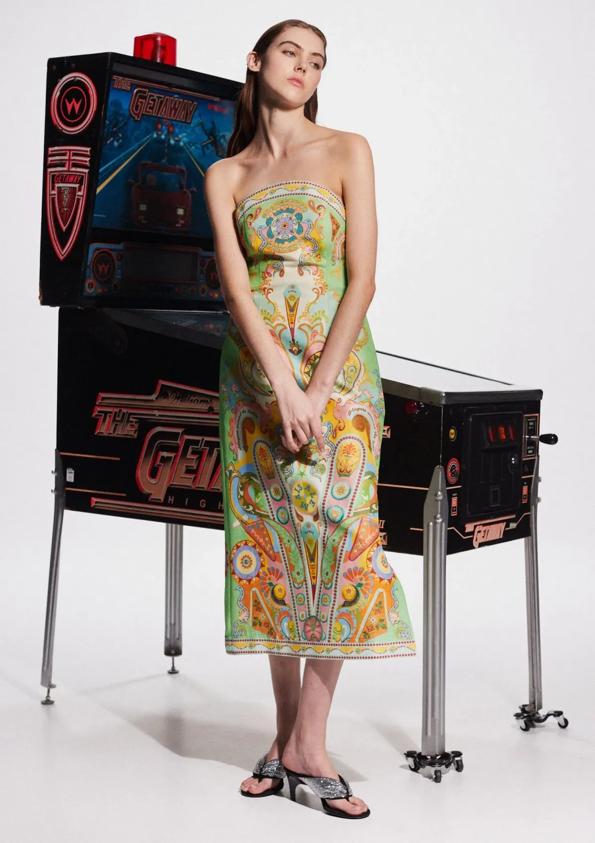 Alemais Pinball Bodice Midi Dress Multi Size AU 16 for rent on The Volte - main image