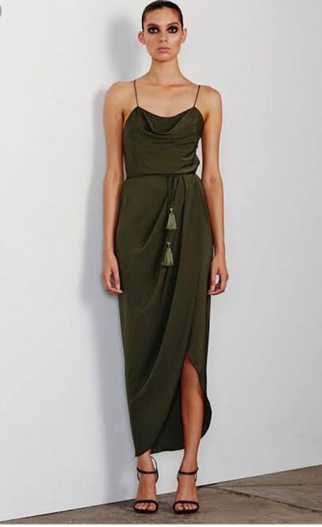 Shona Joy Leticia Lace up Cowl Khaki Size 10 for rent on The Volte - main image