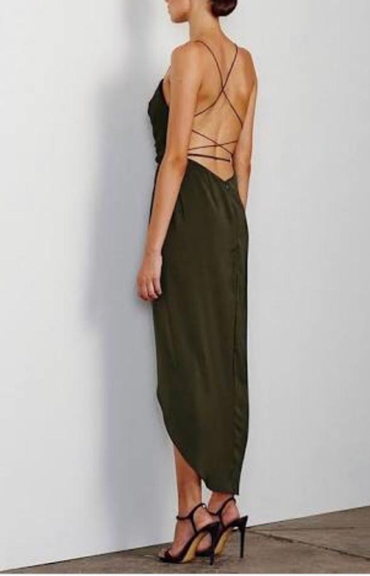 Shona Joy Leticia Lace up Cowl Khaki Size 10 for rent on The Volte - main image