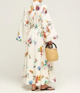 Alemais Meagan Cotton Poplin Kaftan Dress Cream Multi Size 14 for rent on The Volte - image 3