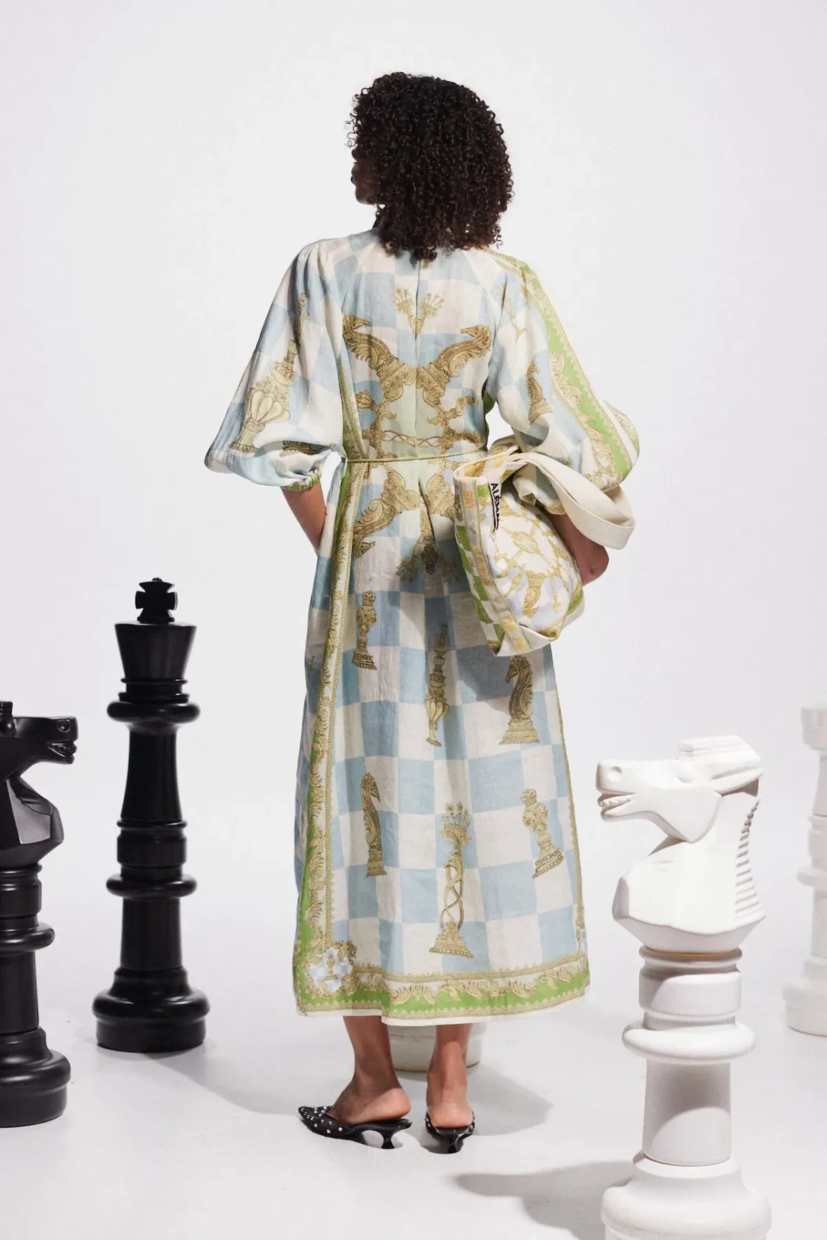 Alemais Checkmate Linen Shirtdress Print Size 16 - Image 2