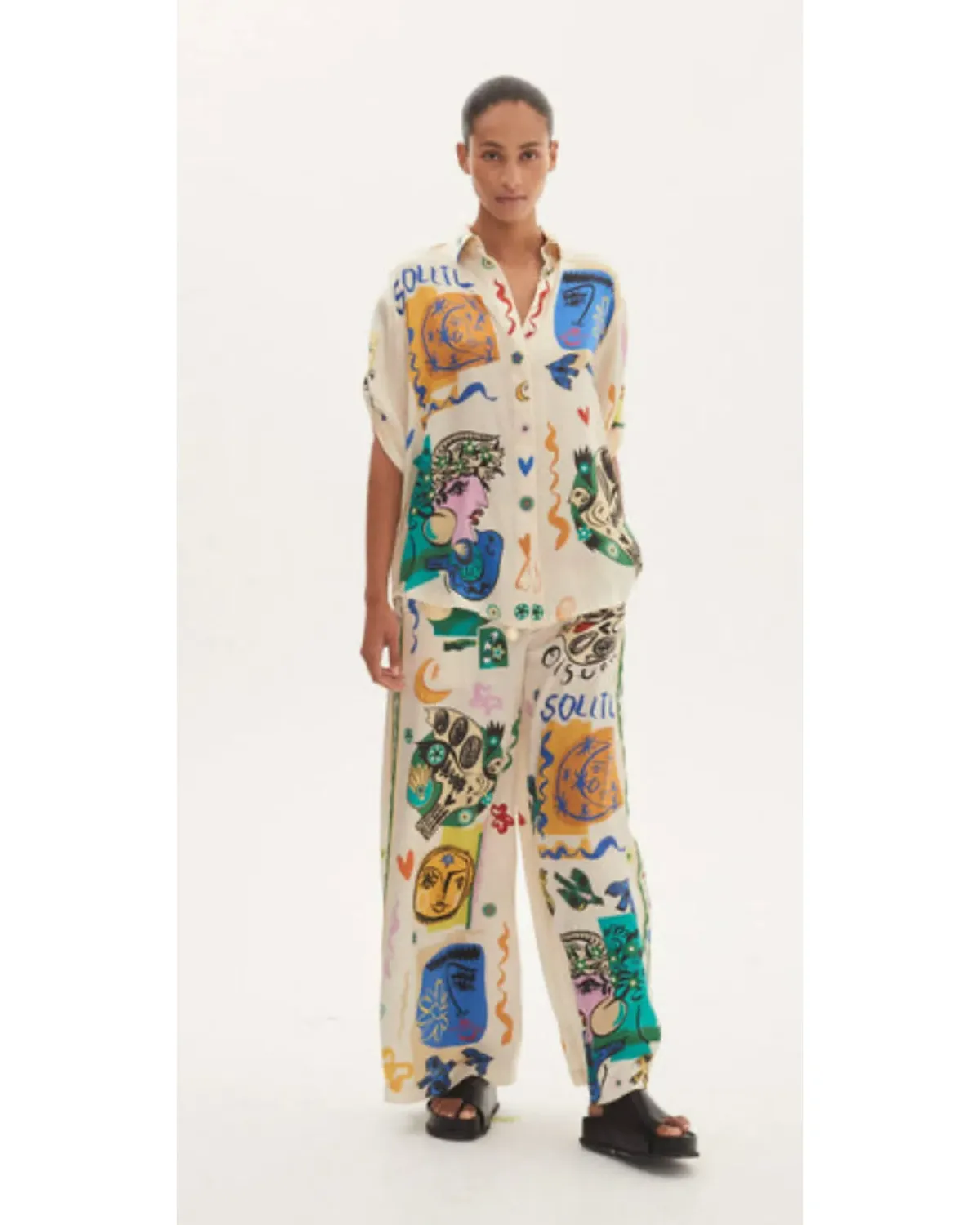 Alemais Soleil SIlk Shirt and Pant Set Print Size AU 14 - Image 1