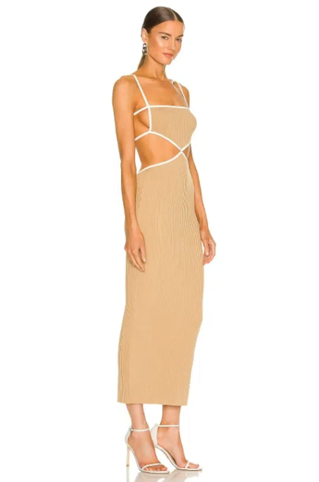 Bec & Bridge Coyote Midi Dress in Camel Size 6 for rent on The Volte - main image