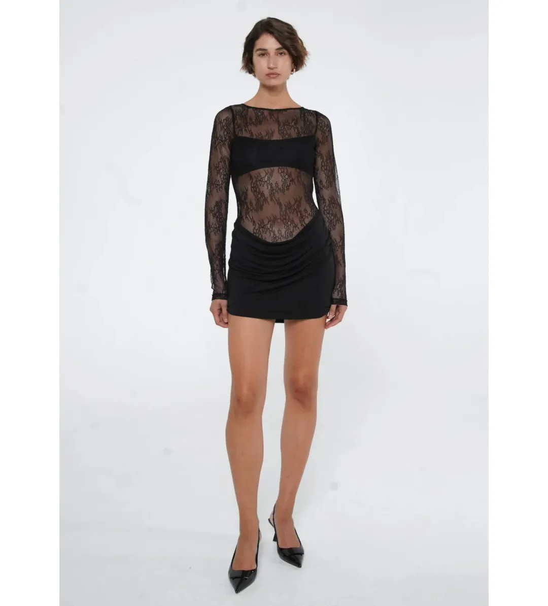 Benni Yana Lace Mini Dress Black Size 6 for rent on The Volte - main image