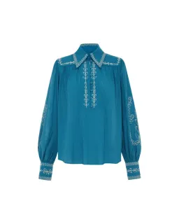 Alemais Donovan Corded Blouse and Pants Blue Size AU 16 for rent on The Volte - image 4