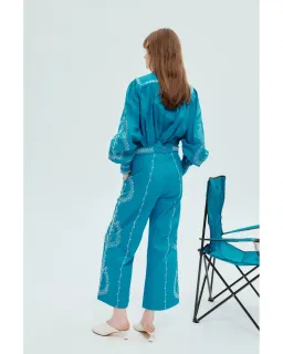 Alemais Donovan Corded Blouse and Pants Blue Size AU 16 for rent on The Volte - image 3