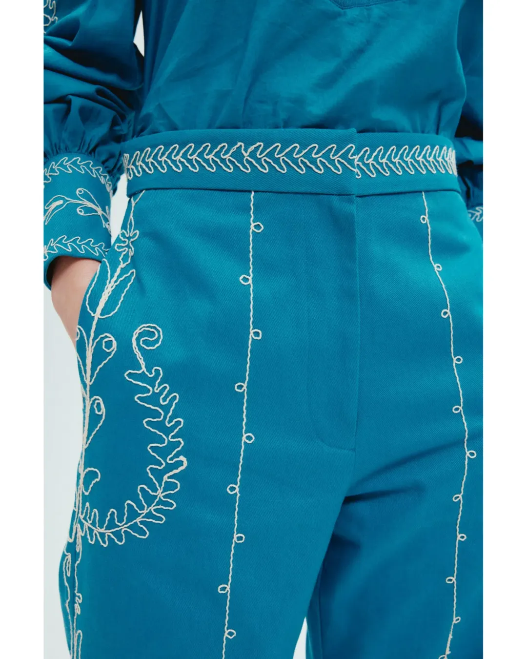 Alemais Donovan Corded Blouse and Pants Blue Size AU 16 for rent on The Volte - main image