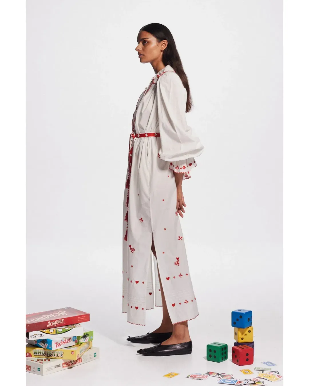 Alemais Hearts Embroidered Midi Dress Print Size AU 16 for rent on The Volte - main image