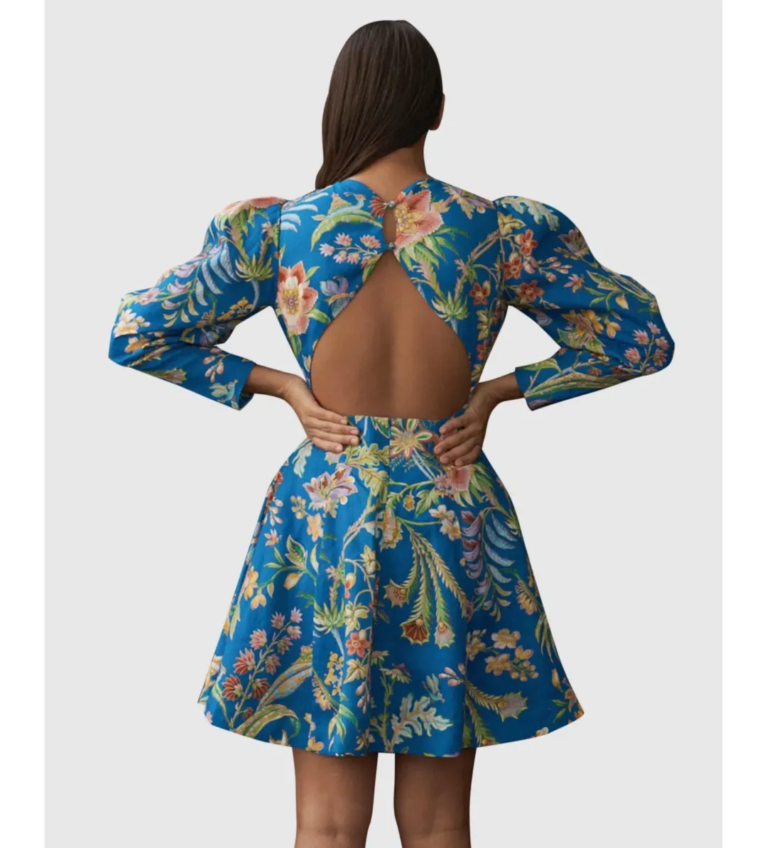 Alemais June Mini Dress Indigo Floral Size AU 16 for rent on The Volte - main image