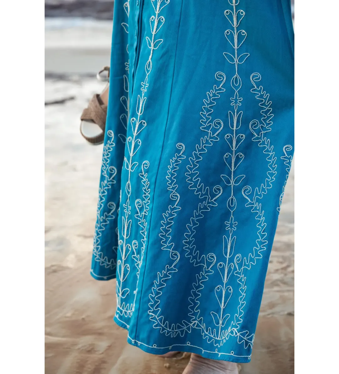 Alemais Donovan Corded Midi Dress Blue Print Size AU 16 for rent on The Volte - main image