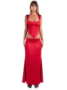 I Am Delilah Valerie Corset and Maxi Skirt Set in Cherry Red Size L / AU 12 for rent on The Volte - image 1