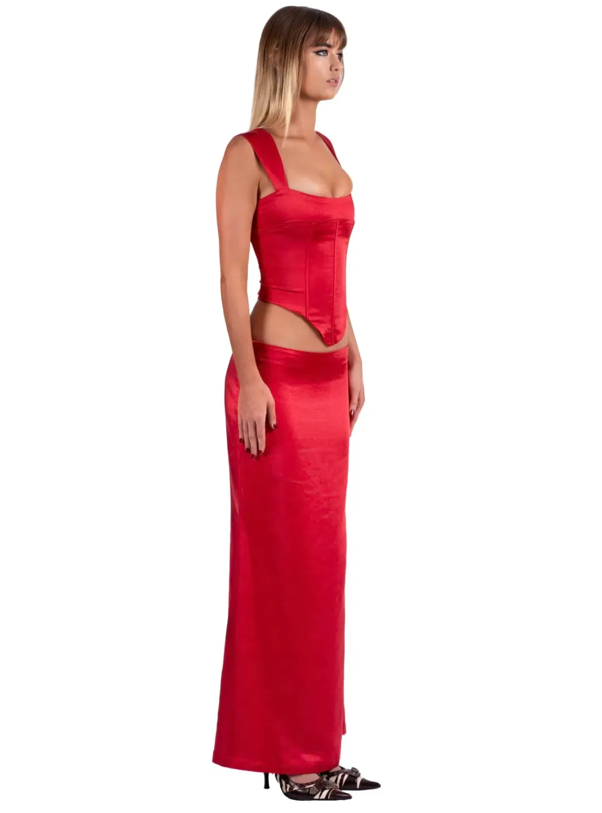 I Am Delilah Valerie Corset and Maxi Skirt Set in Cherry Red Size L / AU 12 - Image 2