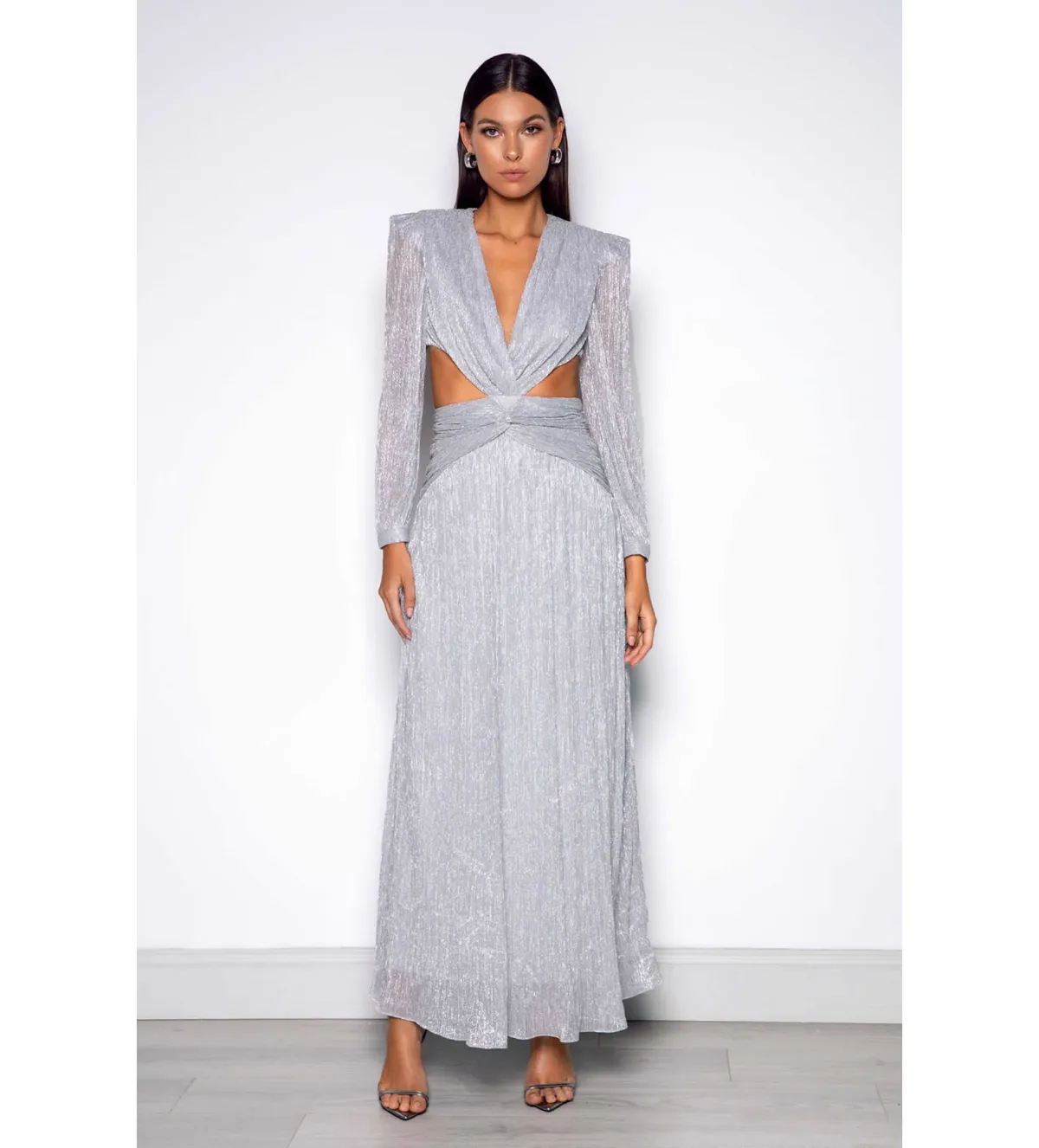 Elle Zeitoune Scarlett Dress Silver Size 12 for rent on The Volte - main image